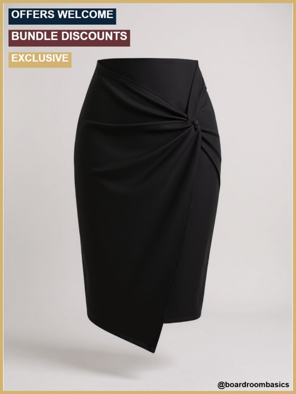 Women Stretch Knee-Length Pencil Skirt Wrap High Waist Dressy Office Bodycon